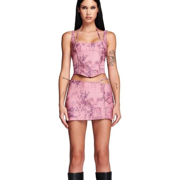 I.AM.GIA Elori Corset Top Pink and Purple Cropped Women’s Size XXS Coquette - Picture 3 of 9